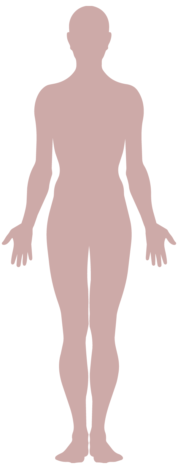 Silhueta feminina com sete regiões de descarga e o que cada uma devolve