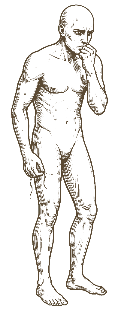 Ilustração de um corpo mostrando os pontos onde a ansiedade se manifesta