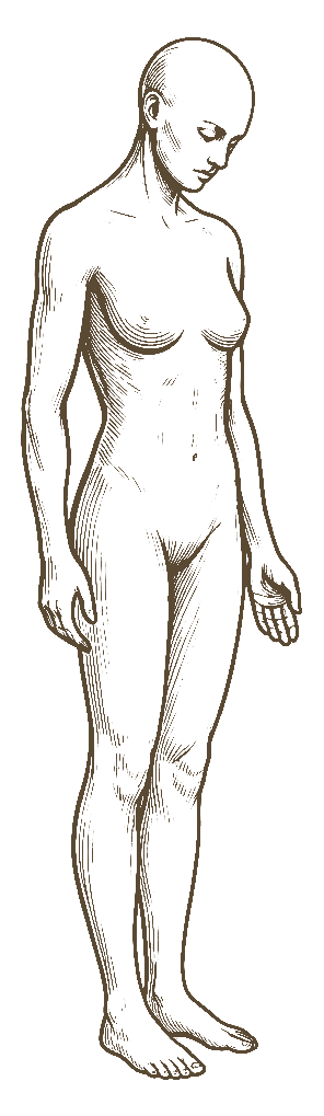 Ilustração de um corpo em posição de medo