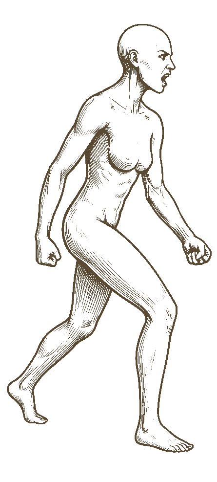 Ilustração de um corpo em posição de tristeza