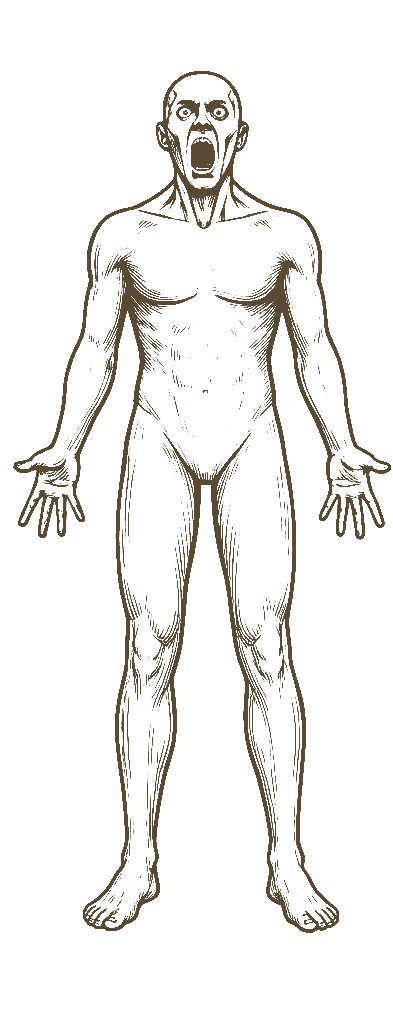 Ilustração de um corpo em posição de raiva